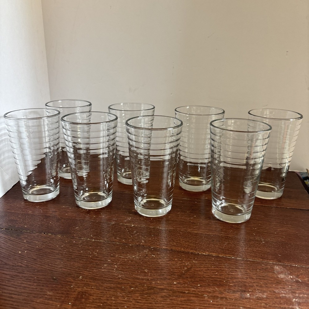 Libbey Glass Company Hoops Cooler Set Of 8 Optic